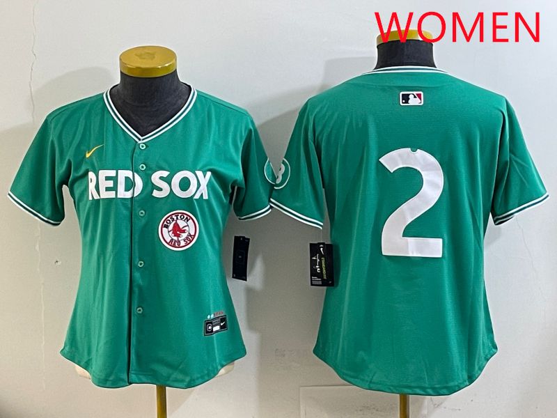 Women Boston Red Sox #2 No Name Green Joint Name Nike 2025 MLB Jersey style 10->women mlb jersey->Women Jersey
